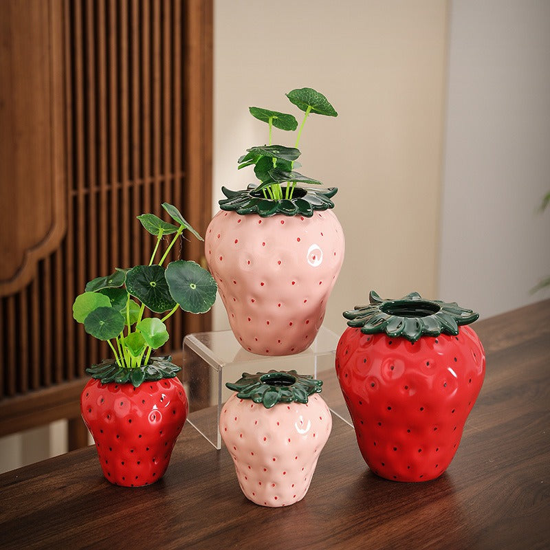Strawberry ceramic vase