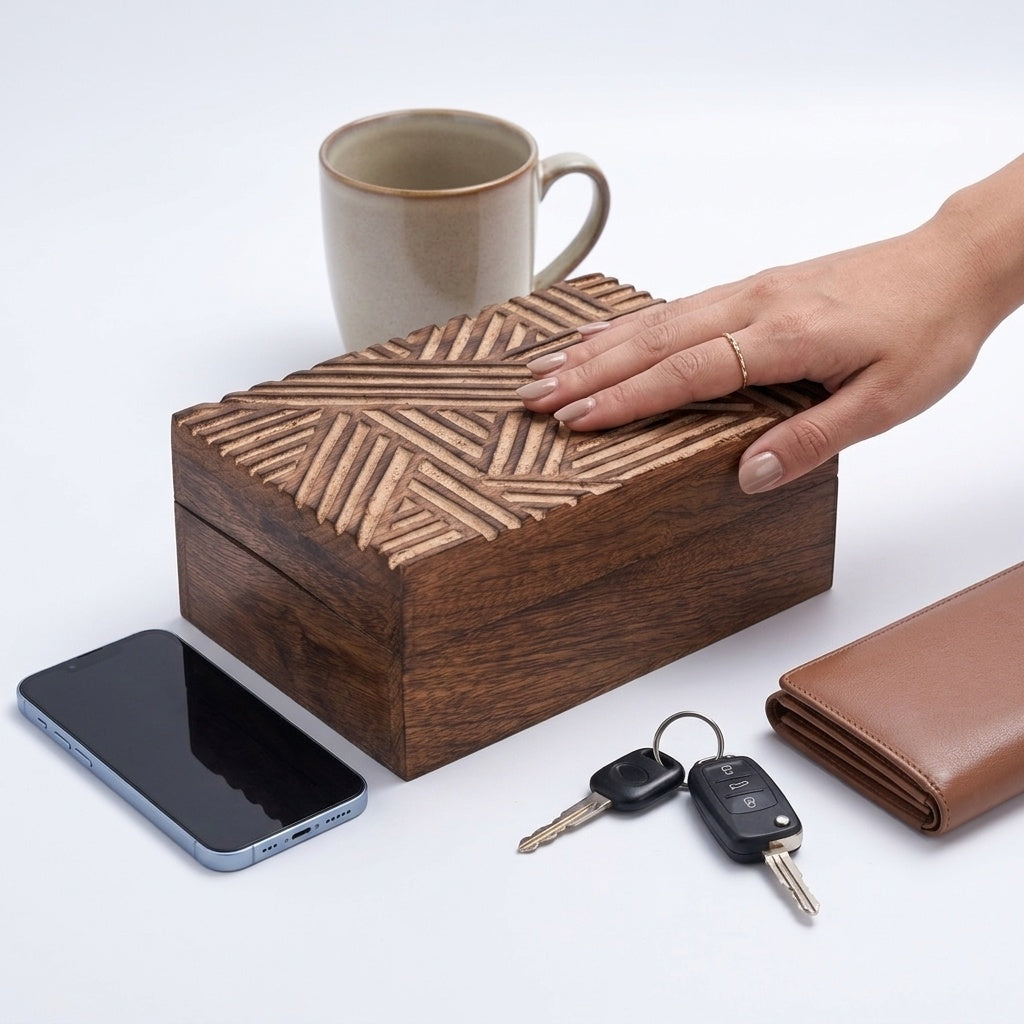 Carved Wooden Jewelry Box
