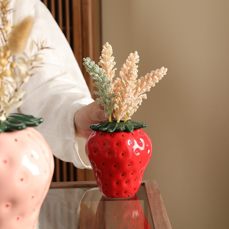 Strawberry ceramic vase