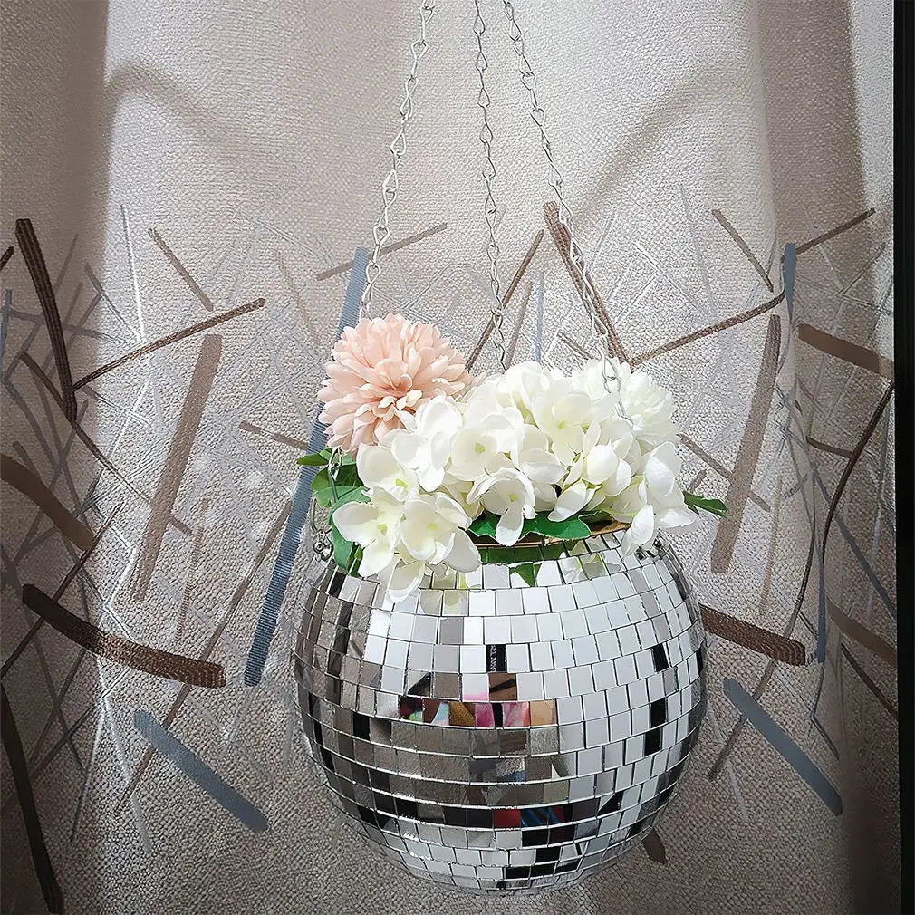 Disco Ball Hanging Flower Pot For Indoor Plants