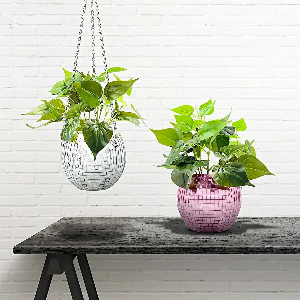 Disco Ball Hanging Flower Pot For Indoor Plants
