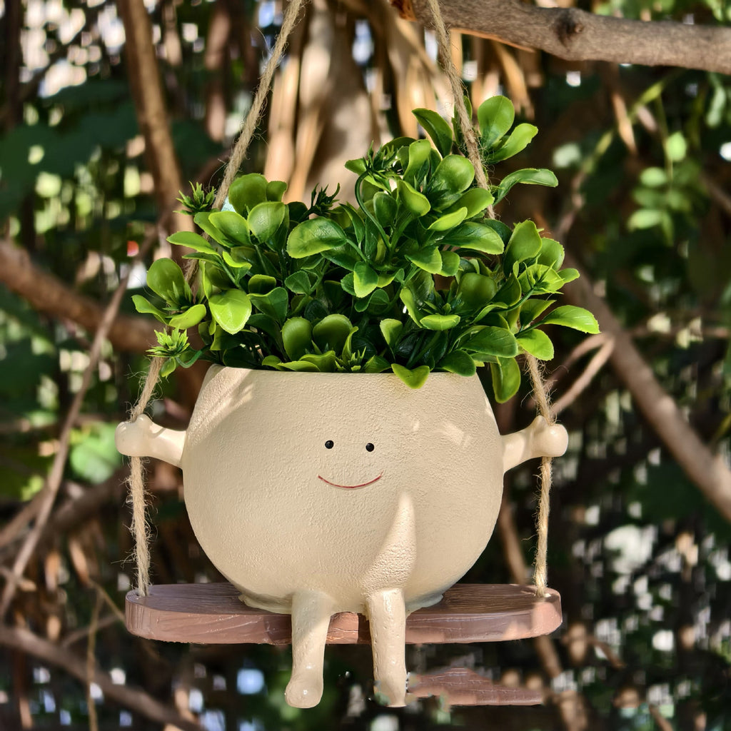 Swing Face Planter Resin Plant Succulent Pots Creative Wall Hanging Head Planter Multifunctional Home Garden Patio Accessories