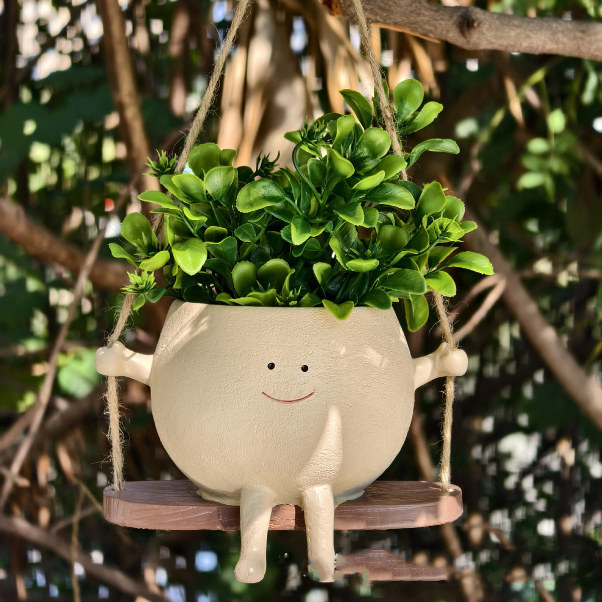 Swing Face Planter Resin Plant Succulent Pots Creative Wall Hanging Head Planter Multifunctional Home Garden Patio Accessories