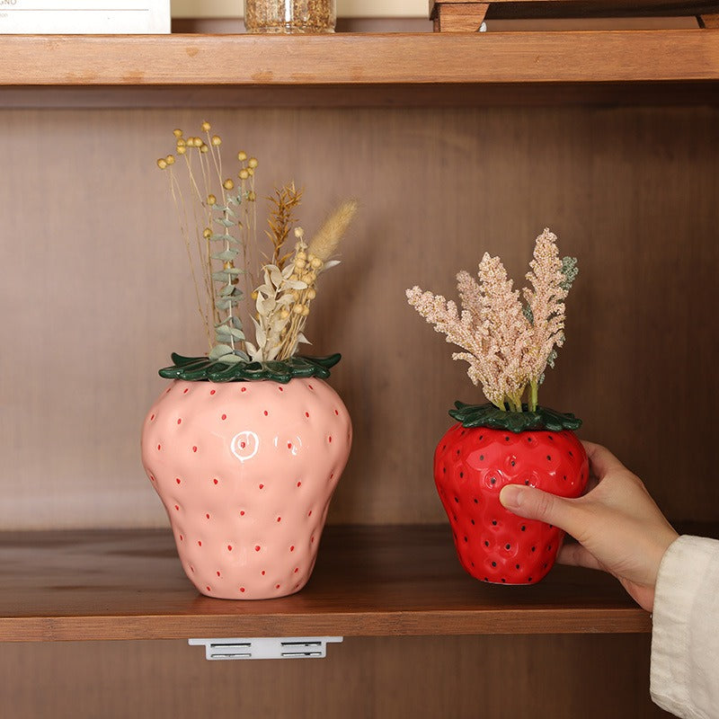 Strawberry ceramic vase