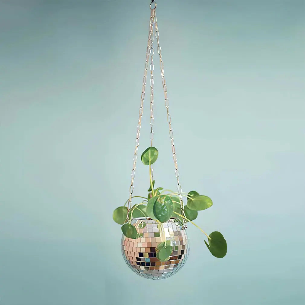 Disco Ball Hanging Flower Pot For Indoor Plants