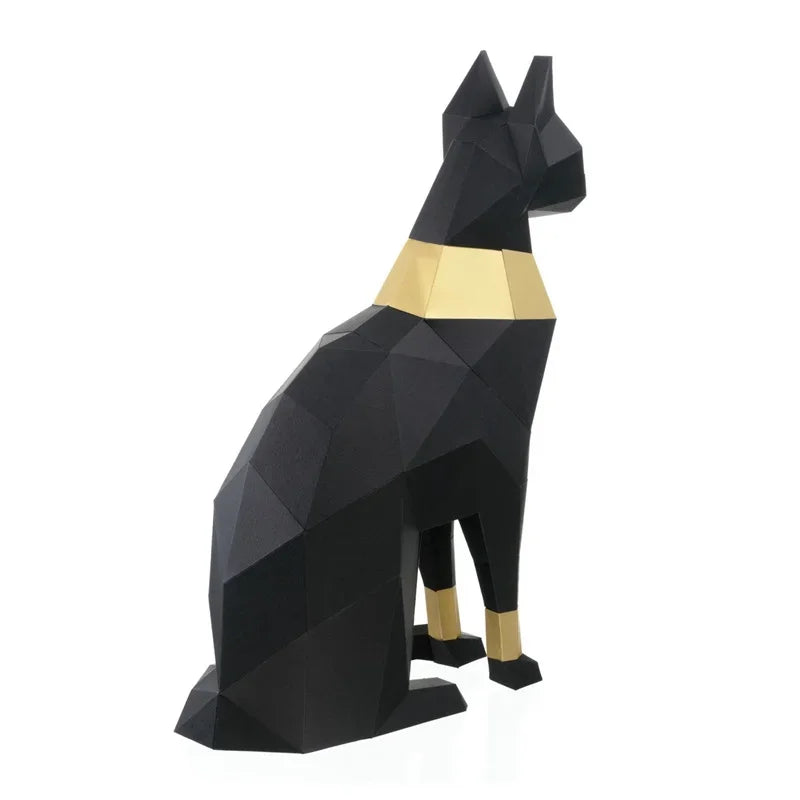 Geometric Black Cat Sculpture