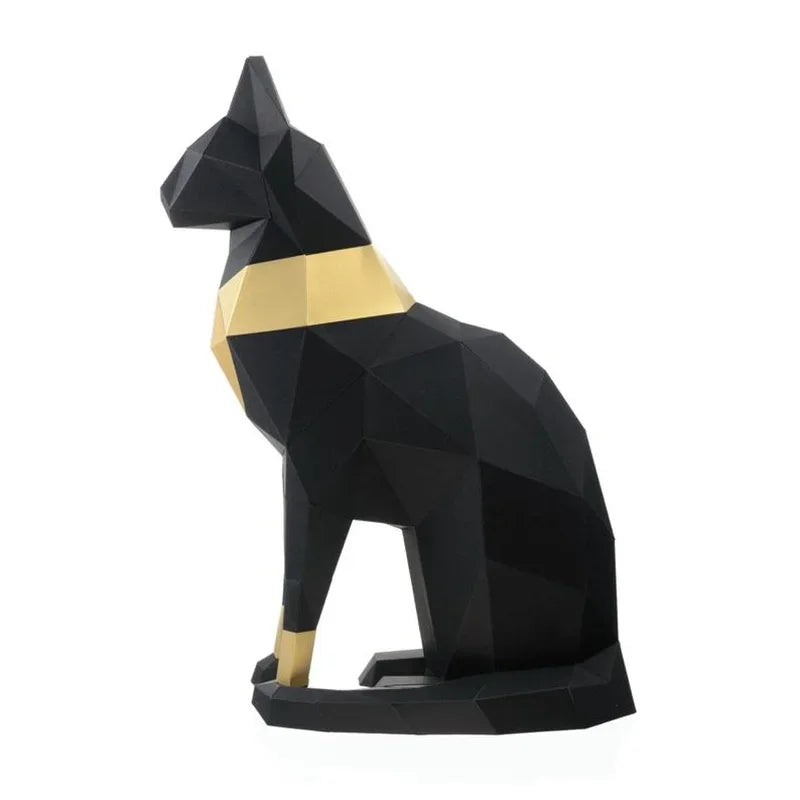 Geometric Black Cat Sculpture