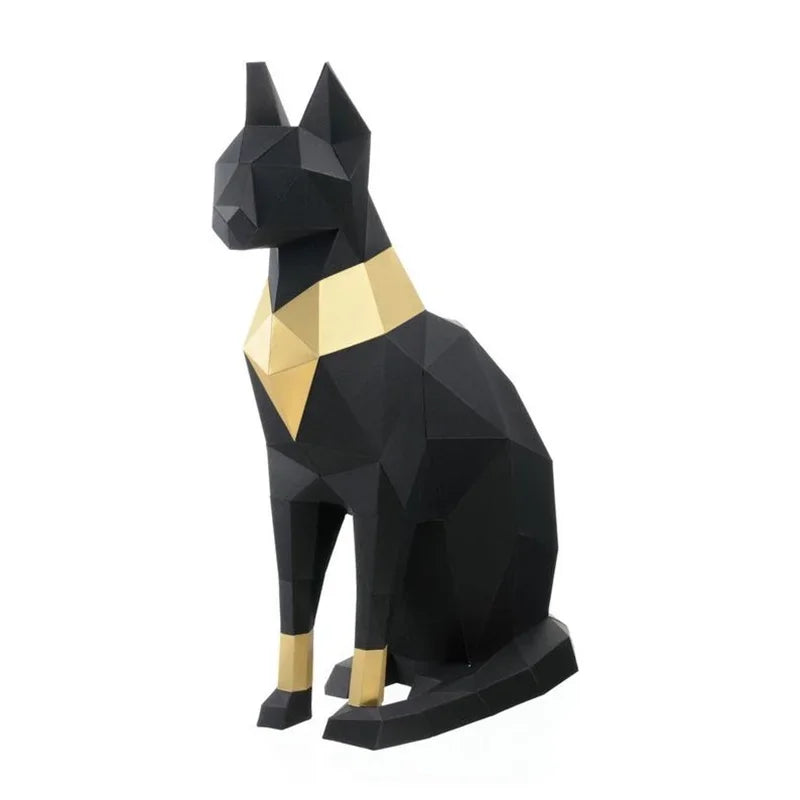 Geometric Black Cat Sculpture