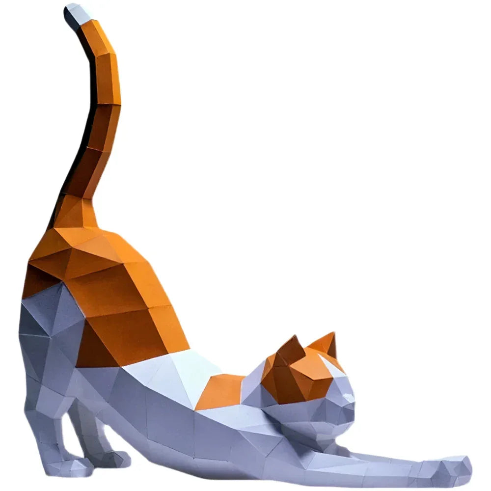 Origami Stretching Cat Figurine