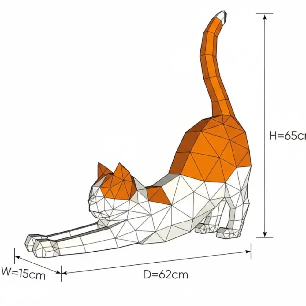 Origami Stretching Cat Figurine