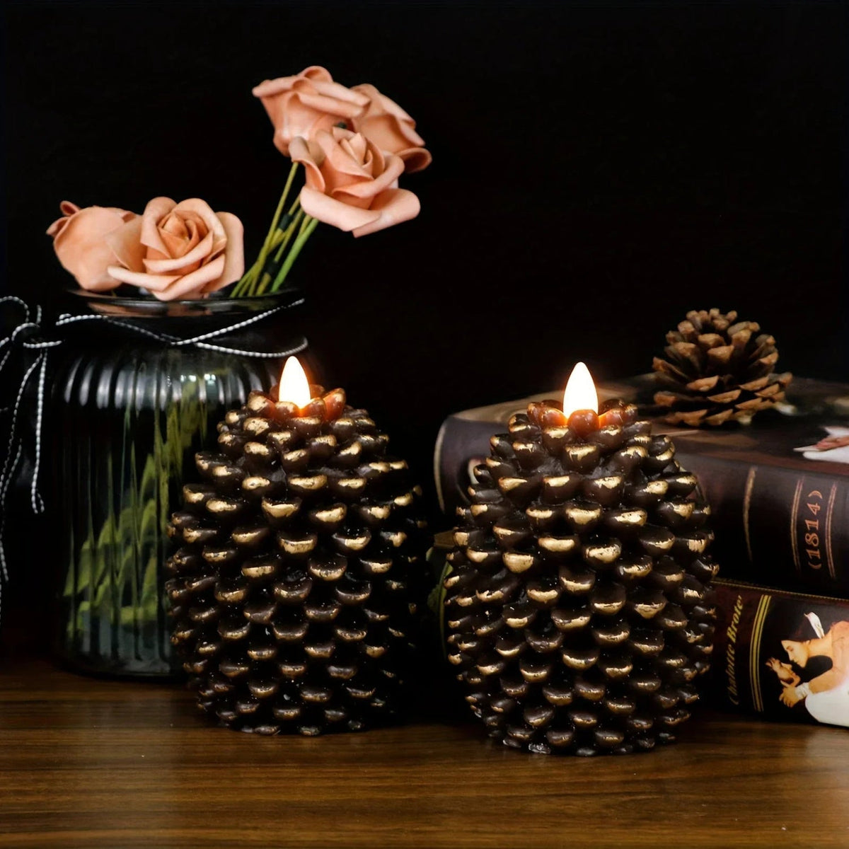 Wax Candles with Glitter Accents