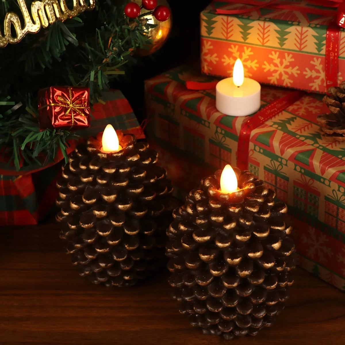 Wax Candles with Glitter Accents